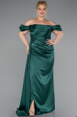 Robe de Soirée Grande Taille Longue Satin Émeraude ABU1626