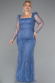 Robe De Fiançailles Grande Taille Perlé Longue Indigo ABU4761
