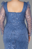 Robe De Fiançailles Grande Taille Perlé Longue Indigo ABU4761