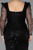 Robe De Fiançailles Grande Taille Longue Perlé Noir ABU4761