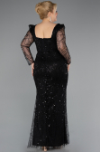 Robe De Fiançailles Grande Taille Longue Perlé Noir ABU4761