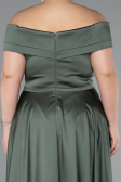 Robe De Soirée Grande Taille Satin Longue Kaki ABU2355