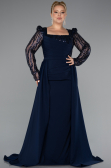 Robe de Soirée Grande Taille Longue Bleu Marine ABU5094