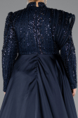 Robe Hijab Grande Taille Longue Perlé Bleu Marine ABU5083