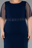 Robe De Invitation Grande Taille Midi Bleu Marine ABK2381