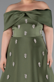 Robe De Soirée Grande Taille Satin Longue Kaki ABU4998