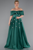 Robe De Soirée Grande Taille Satin Longue Émeraude ABU4998
