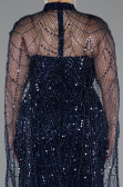 Robe De Soirée Grande Taille Longue Perlé Bleu Marine ABU5010