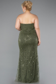 Robe De Soirée Grande Taille Longue Perlé Kaki ABU5010