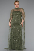 Robe De Soirée Grande Taille Longue Perlé Kaki ABU5010