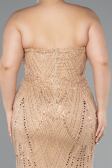 Robe De Soirée Grande Taille Longue Perlé Or ABU5010