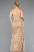 Robe De Soirée Grande Taille Longue Perlé Or ABU5010