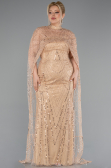 Robe De Soirée Grande Taille Longue Perlé Or ABU5010