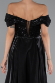 Robe de Soirée Longue Perlé Noir ABU5099