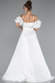 Robe de Soirée Longue Satin Blanc ABU5103