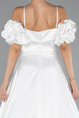 Robe de Soirée Longue Satin Blanc ABU5103