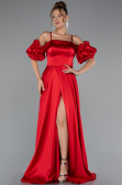 Robe de Soirée Longue Satin Rouge ABU5103