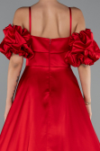 Robe de Soirée Longue Satin Rouge ABU5103