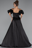 Robe de Soirée Longue Satin Noir ABU5103