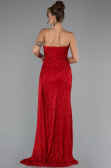 Robe De Soirée Perlé Longue Rouge ABU4871