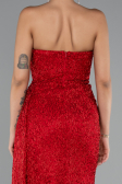 Robe De Soirée Perlé Longue Rouge ABU4871