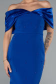 Robe De Soirée Midi Bleu Saxe ABK2212