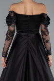Robe De Soirée Satin Longue Noir ABU5054