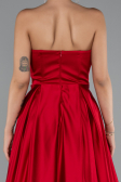 Robe de Soirée Longue Satin Rouge ABU5105