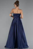 Robe de Soirée Longue Satin Bleu Marine ABU5105
