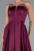 Robe de Soirée Longue Satin Couleur Cerise ABU5105