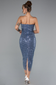 Robe de Cérémonie Midi Squameuse Indigo ABK2389