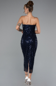 Robe de Cérémonie Midi Squameuse Bleu Marine ABK2389