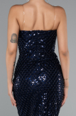 Robe de Cérémonie Midi Squameuse Bleu Marine ABK2389