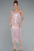 Robe de Cérémonie Midi Squameuse Poudre ABK2389