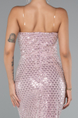 Robe de Cérémonie Midi Squameuse Poudre ABK2389
