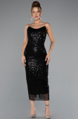 Robe de Cérémonie Midi Squameuse Noir ABK2389