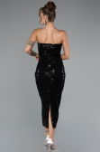 Robe de Cérémonie Midi Squameuse Noir ABK2389