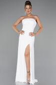 Robe de Soirée Longue Mousseline Blanc ABU5108