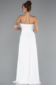 Robe de Soirée Longue Mousseline Blanc ABU5108
