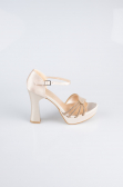 Chaussure Talon Plateforme Satin Or MJS3409