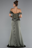 Robe de Soirée Longue Satin Kaki ABU5130
