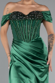 Robe de Soirée Longue Satin Émeraude ABU5130