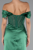 Robe de Soirée Longue Satin Émeraude ABU5130