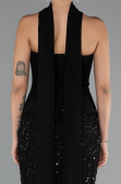 Robe de Soirée Longue Perlé Noir ABU5131