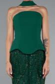 Robe de Soirée Longue Perlé Émeraude ABU5131