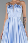 Robe de Soirée Longue Satin Bleu clair ABU5105