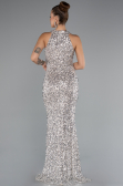 Robe de Soirée Longue Squameuse Beige ABU5135