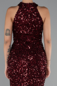 Robe de Soirée Longue Squameuse Rouge Bordeaux ABU5135