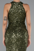 Robe de Soirée Longue Squameuse Kaki ABU5135