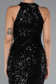Robe de Soirée Longue Squameuse Noir ABU5135